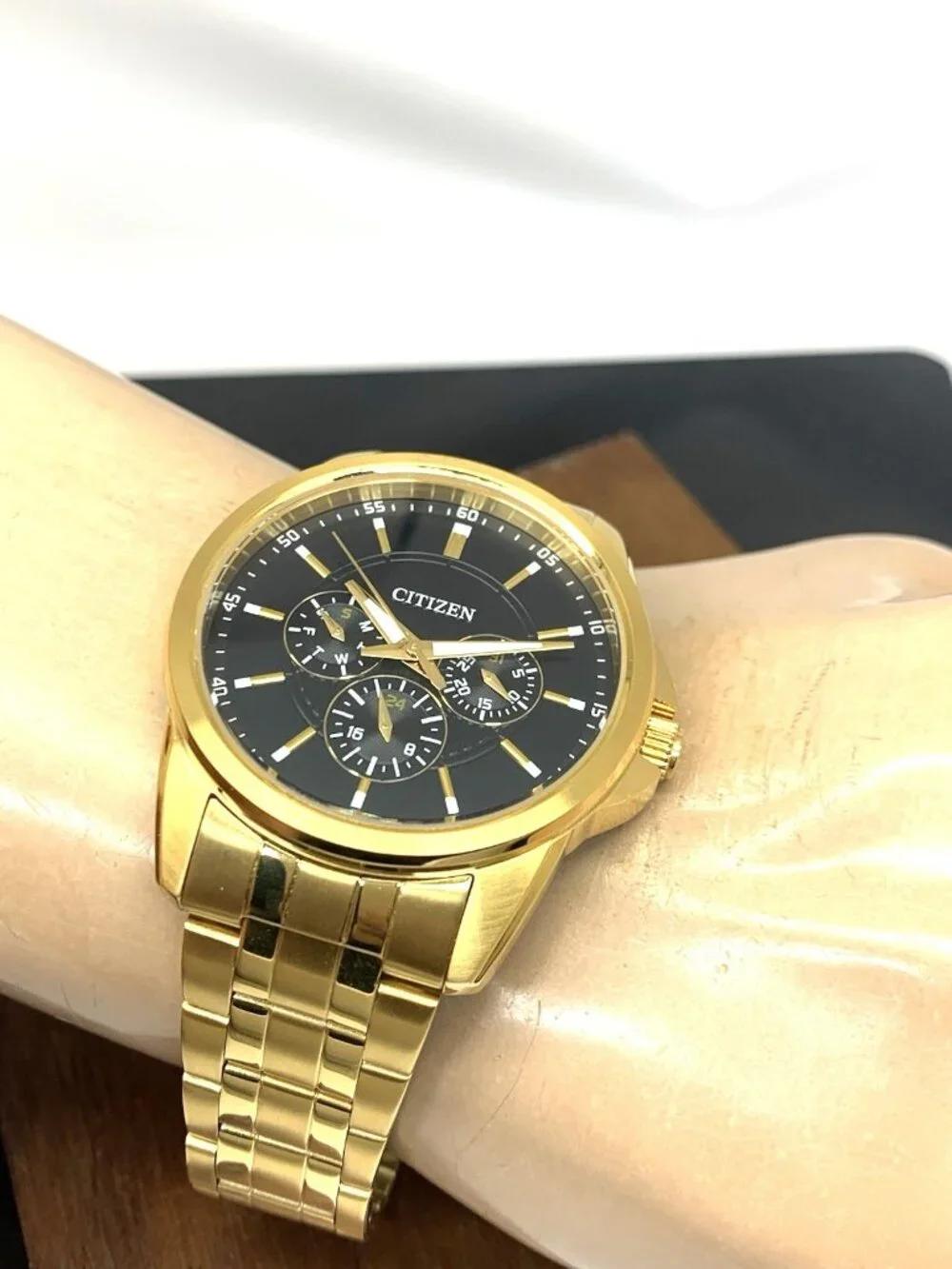 Citizen Men's Watch AG8342-52L Quartz Black Dial Gold Stainless Steel 42mm